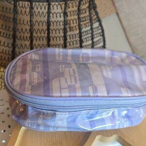Clear Vinyl Cosmetic Pouch with Lilac Stripes